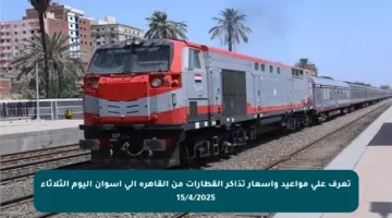 تعرف على مواعيد وأسعار تذاكر القطارات من القاهرة إلى أسوان اليوم الثلاثاء 15/4/2025